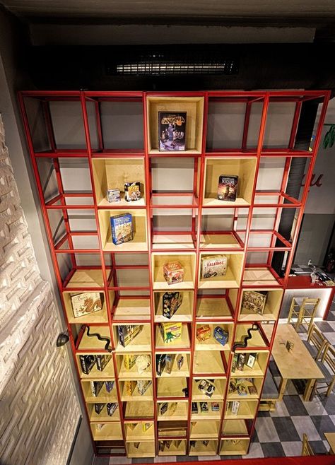 Gallery of Alaloum Board Game Café / Triopton Architects - 12 Games Cafe, Board Game Club, Board Game Decor, Board Game Shelf, Restaurant Details, Board Game Store, Ichigo Ichie, Board Game Cafe, Thanksgiving Games For Kids