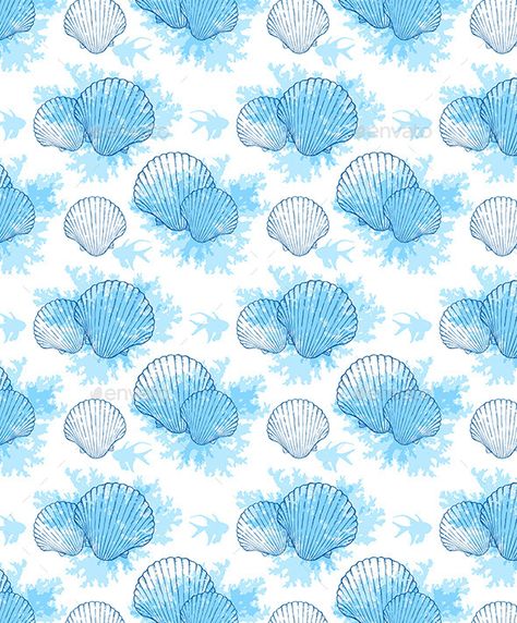 Marine Prints, Fish Pattern Design, Sea Shell Pattern, Ocean Prints, Wildlife Wallpaper, Seashell Pattern, Beach Pattern, Seashells Patterns, Pen Wraps