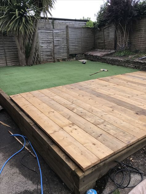 Scaffold Board Decking Wide Decking Boards, Scaffold Board Decking, Scaffold Decking, Decking Outdoor, Kitchen Extensions, Decking Ideas, Multi Level Deck, Garden Goals, Boxwood Balls