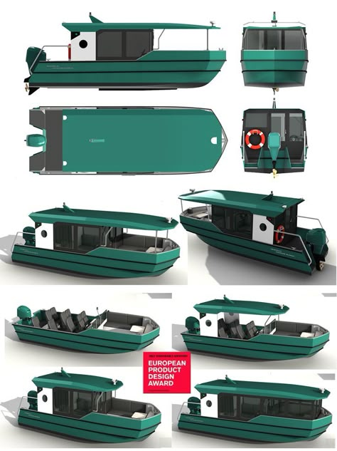 "Raznezhie-7" model range of leisure boats based on combination of sets of module structural elements of hull and superstructure. Adding various elements to the base hull, which is a ready-to-use open-boat, customer can get a number of boat models for different types of water recreation. The project "Raznezhie" model range was awarded 2021 Honorable Mention at the European Product Design Award in Transportation/Nautical /Boats Boat Design Plans, Shanty Boat, Model Boats Building, Types Of Water, Camper Boat, Model Boat Plans, Types Of Boats, Amphibious Vehicle, Diy Boat