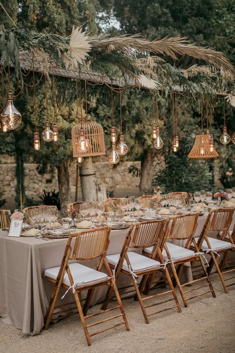 Mediterranean coast wedding | Spain wedding venue | 100 Layer Cake Wedding Venues Boho, Green Wedding Venue Decor, Wedding Bamboo Decor, Bohemian Wedding Venue Ideas, Boho Garden Wedding Decor, Boho Green Wedding Decor, Wedding On The Coast, Outdoor Bohemian Wedding, Mediterranean Wedding Theme Decor