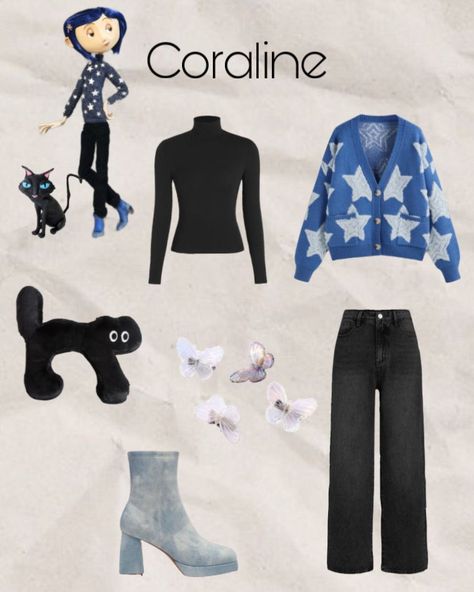 Coraline Outfit Halloween, Coraline Halloween Costume Ideas, Coraline Jones Costume, Coraline Inspo Outfit, Coraline Themed Outfit, Coraline Jones Outfit, Big Shoes Outfit, Coraline Outfit Inspiration, Coraline Core Outfits