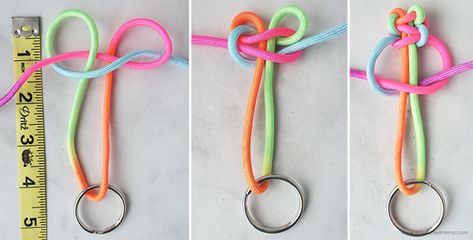 Keychain Diy Easy, Diy Crafts Keychain, Make Keychains, Easy Craft For Kids, Paracord Projects Diy, Diy Keyring, Diy Lanyard, Simple Macrame, Paracord Diy