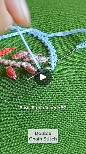 Double Chain Stitch Embroidery Designs, Double Chain Stitch, Basic Hand Embroidery, Round Cushion Cover, Cushion Cover Design, Stitching Classes, Basic Hand Embroidery Stitches, Basic Embroidery, Cushion Cover Designs