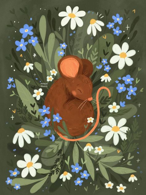 Sleeping Mouse, Animal Bedroom, Mouse Illustration, Mouse Art, Posca Art, Have Inspiration, Illustrators On Instagram, Woodland Animal, Art And Illustration