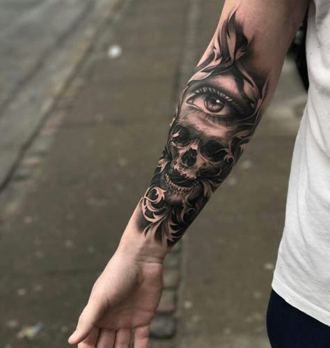 Mangas Tattoo, Skull Sleeve Tattoos, Skull Sleeve, Tattoo Forearm, Forarm Tattoos, Forearm Sleeve Tattoos, Cool Forearm Tattoos, Best Sleeve Tattoos, Maori Tattoo