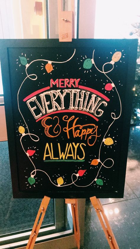 Calligraphy christmas holidays chalkboard art DIY Holidays Chalkboard Art, Christmas Chalk Marker Art, Black Friday Chalkboard Art, Happy Holidays Chalkboard Art, Christmas Chalkboard Art Funny, Holiday Chalk Art, Holiday Chalkboard Ideas, Chalkboard Christmas Ideas, November Chalkboard Art