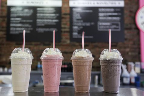 Your state's best milkshake | lovefood.com The Best Milkshake, Mini Cafeteria, Milkshake Shop, Pinoy Dessert, Milkshake Flavours, Milkshake Bar, Ice Cream Shake, Best Milkshakes, Tea Drink Recipes