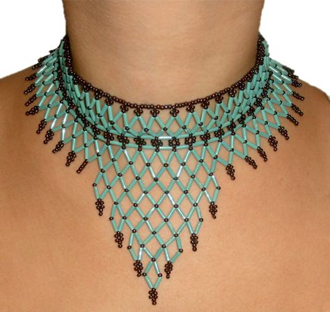 Free pattern for beaded necklace Waterfall    U need:  seed beads 11/0  bugle beads  [ad name= Necklace Patterns Beads, Bugle Bead Necklace, Bugle Bead Patterns, Free Necklace Patterns, Free Beading Tutorials, Free Beading Patterns, Beads Magic, Beading Necklace, Waterfall Necklace