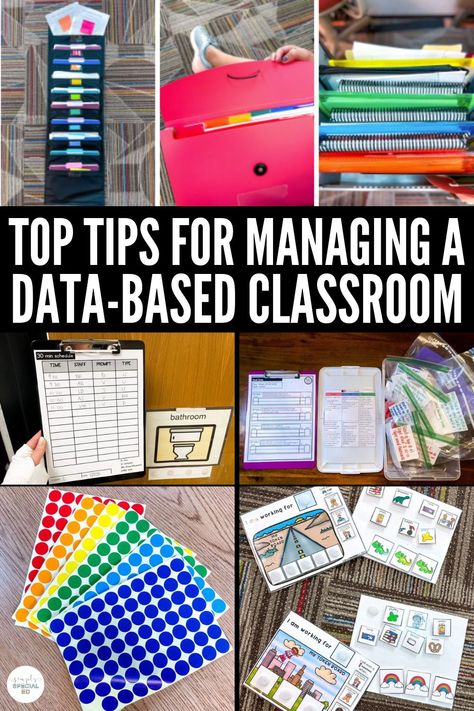 Do you want to learn more about having a data driven classroom? I’m sharing my best tips as a special education teacher on how to manage a data based classroom. There are a variety of skills to collect data on to meet IEP goals. I love having a color coded special education classroom to help my classroom organization. You will need a variety of school supplies and tools including IEP goal bins. Learn more about these tips as well as how to train your special education paraprofessionals! Classroom Special Education, Special Needs Classroom, Special Education Paraprofessional, Special Education Organization, Paraprofessional Gifts, Special Education Law, Middle School Special Education, High School Special Education, First Year Teaching