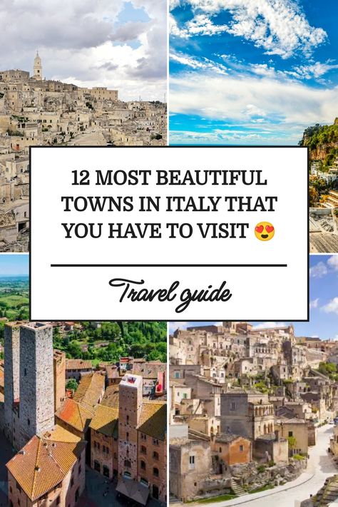 Collage of scenic Italian towns with text: "12 Most Beautiful Towns in Italy That You Have to Visit 😍 Travel guide". Vacation To Italy, Old Italy, Towns In Italy, Travel To Italy, Cities In Italy, Italy Itinerary, Ancient Buildings, Italy Travel Tips, Travel Wishlist