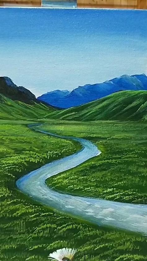 How To Paint Nature, Nature Paintings Acrylic, Simple Oil Painting, Landscape Painting Tutorial, Canvas Art Projects, Simple Canvas Paintings, Scenery Paintings, Landscape Paintings Acrylic, Landscape Art Painting