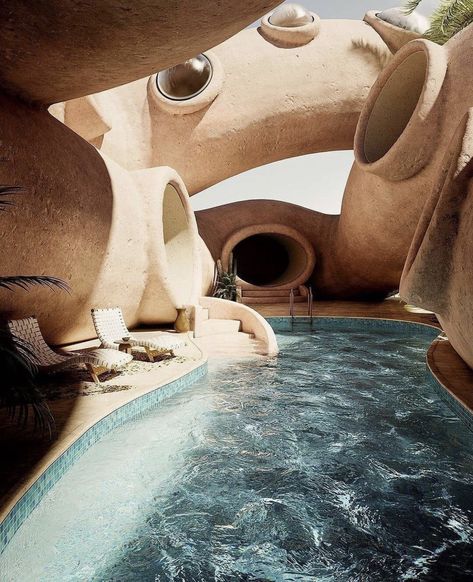 Worm House, Architecture Cool, Charlotte Taylor, Natural Interior Design, Earthy Home Decor, Organic House, Retro Interior Design, Earthy Home, Clay Houses