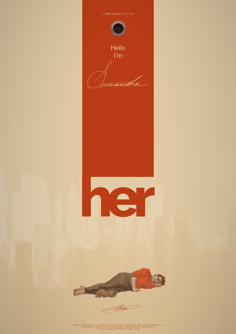 Her on Behance Graphic Design Movie Posters, Newspaper Edit, Colourful Minimalism, Her Poster, Spike Jonze, Autodesk Sketchbook, Film Posters Art, Editorial Art, Film Poster Design