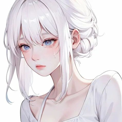 Anime White Hair Boy, Girl With White Hair, Anime Hair, Digital Art Anime, Sketch Drawing, Art Icon, Digital Art Girl, Anime Couples Drawings, Cute Anime Pics