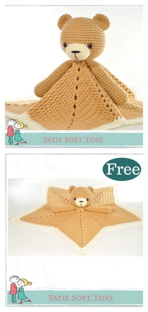 Teddy Bear Lovey Blanket Free Crochet Pattern #freecrochetpatterns Security Blanket Crochet Pattern, Crochet Lovey Free Pattern, Crochet Security Blanket, Bear Lovey, Crochet Bear Patterns, Lovey Pattern, Crochet Lovey, Crochet Teddy Bear Pattern, Baby Crochet Patterns Free