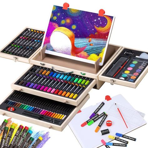 Art Supplies, 108-Piece Wooden Art Set Crafts Kit with Drawing Easel, Deluxe Kids Art Set, Oil Pastels, Colored Pencils, Watercolor Cakes, Creative Gift for Kids, Teens, Beginners Girls Boys Kids Art Set, Drawing Easel, Watercolor Cakes, Art Sets For Kids, Awesome Drawing, Tabletop Easel, Watercolor Cake, Art Pencils, Drawing Supplies