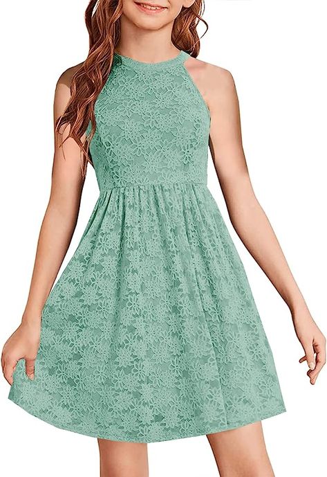 Amazon.com: HOSIKA Girls Birthday Party Dresses Elegant Halter Neck Sleeveless Floral Lace Girls Dress for Kids 6-12 Years White S: Clothing, Shoes & Jewelry 12 Year Girl, Teenager Party, Frocks For Kids, Girls Birthday Party Dress, Girls Lace Dress, Girls White Dress, Dresses For Kids, School Party, Kids Dresses