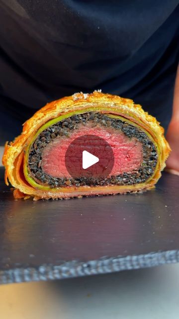 Sam Way on Instagram: "Beef Wellington 🥩 Wagyu fillet centre cut (got mine from @warrendalewagyubeef), wrapped in a mushroom duxelle, prosciutto, roasted beetroot and parsley crepes (the savoury flavours these give are amazing), puff pastry and a bone marrow and red wine sauce 🔥 I’m going to do a detailed recipe video on this in the near future once I’ve moved into my new studio, so keep your eyes peeled 👀 #reels #beef #beefwellington #wellington #pastry #steak #food #asmr #comfortfood #recipe #datenight #foodasmr #foodporn #foodstagram #foodie" Mushroom Duxelle, Sam Way, Roasted Beetroot, Beef Wellington Recipe, Food Asmr, Red Wine Sauce, Beef Wellington, Wine Sauce, Bone Marrow