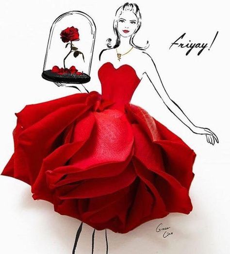 Grace Ciao, Flower Dress Art, Dress Design Drawing, Illustrator Design, Rose Fashion, Fashion Illustration Dresses, Dress Drawing, Fashion Design Drawings, Fashion Illustrator