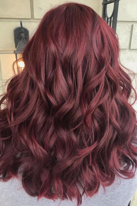 Red All Over | This shade puts red on full display. We love how the light plays off the deep crimson curls. #winter #hair #ideas #red #southernliving Closure Hairstyles, Hairstyle Prom, Deep Red Hair, Dark Red Hair Color, Shades Of Red Hair, Wine Hair, Red Hair Inspo, Hairstyles Prom, Teal Hair