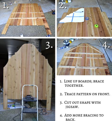 Diy Cedar Headboard, Picket Fence Headboard Diy, Hand Made Headboard Wood, Cedar Plank Headboard Diy, Easy Diy Headboard, Picket Fence Headboard, Cedar Fence Picket Raised Bed, Fence Headboard, Door Headboards