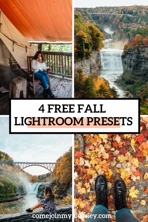 Free lightroom presets to use for your Fall photos but work on any types of photos to give a warm, cozy Fall vibe. Fall Lightroom Presets Free, Fall Presets For Lightroom Free, Fall Lightroom Presets, Fall Presets, Free Lightroom Mobile Presets, Vintage Lightroom Presets, Lightroom Presets For Portraits, Professional Lightroom Presets, Adobe Lightroom Cc