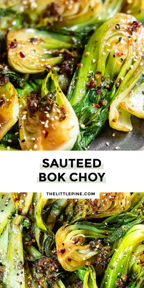 *NEW* This sautéed bok choy is tossed in garlic, ginger, and sesame oil for a delicious side that’ll keep your time in the kitchen quick and easy! #sauteedbokchoy #lowcarbsauteedbokchoy Asian Vegetables, Chinese Cooking Recipes, Pak Choi, Think Food, Veggie Side Dishes, Chinese Cooking, Vegetable Sides, Asian Cooking, Veggie Sides