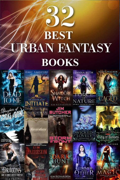 Title in white reading 32 Best Urban Fantasy books with dark background and bright ropes of colourful light behind. Below is a board of 15 mini covers of urban fantasy books most in dark tones. Urban Fiction Books, Book Recommendations Fiction, Urban Books, Books By Black Authors, Urban Fantasy Books, Urban Fiction, Fiction Books Worth Reading, Sci Fi Book, Black Authors