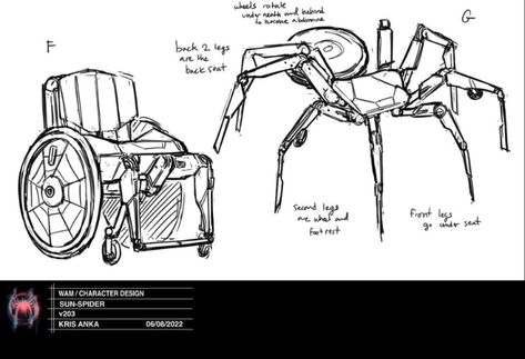 Mech Concept Art, Sun Spider, Spiderman Across The Spiderverse, Biomechanical Engineering, Mech Concept, Kris Anka, Wheelchairs Design, Man Art, Coffee Uses