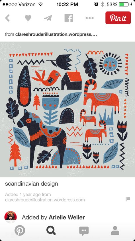 Swedish Scandinavian Illustration, Folk Illustration, Scandinavian Pattern, Animals And Plants, Folk Design, Scandinavian Print, Scandinavian Folk Art, Folk Embroidery, Design Textile