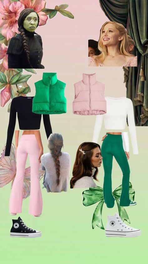 outfit idea to see wicked!! #wicked #outfit #outfitideas #elphaba #glinda #cynthiaerivo #arianagrande Glinda Aesthetic Outfit, Glinda Outfit Inspired, Wicked Outfits Ideas, Elphaba Aesthetic Outfit, Elphaba Wicked Inspired Outfits, Elphaba Outfit Ideas, Glinda Outfit Wicked, Elphaba Inspired Outfit, Wicked Movie Outfit Ideas