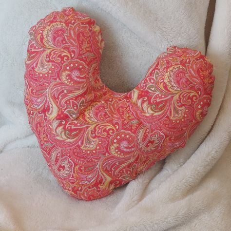 Mastectomy Pillow, Survivor Gift, Large Pillow, Colorful Fabric, Support Women, Breast Surgery, Heart Pillow, Pink Paisley, Handmade Pillow