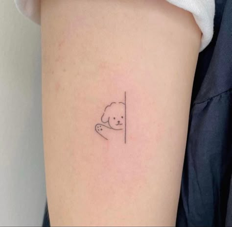 Bichon Poodle Tattoo, Bichon Tattoo Ideas, Cavoodle Tattoo, Maltipoo Tattoo, Bichon Tattoo, Bichon Frise Tattoo, Puppy Tattoos, Desi Tattoo, Daschund Tattoo