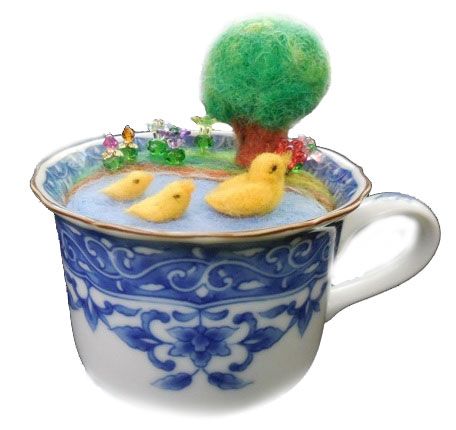 Tea Cup Pin Cushion, Coupeville Washington, Living Felt, Felt Houses, Pin Pictures, Felted Crafts, Felt Spring, Morning Swim, Dry Felting