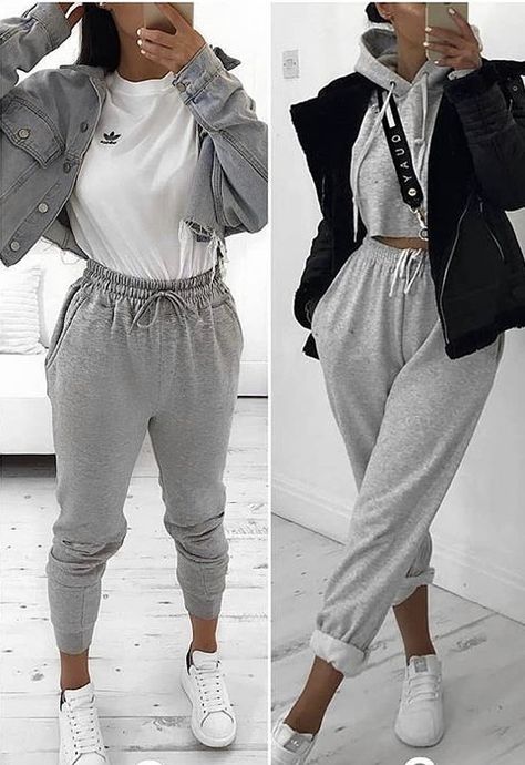 Outfits Con Jogging, Outfits Jogger, Weird Style, Oufits Casual, Joggers Outfit, Grey Joggers, White Hoodie, Pants Outfit, Jogger Pants