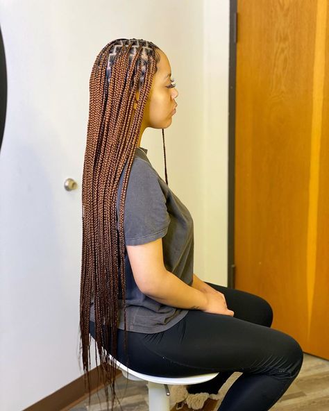 Brown Knotless, Brown Box Braids, Brown Braids, Braids Medium, Front Braids, African Hair Braiding Styles, Long Box Braids, Box Braids Hairstyles For Black Women, Braids Hairstyles Pictures