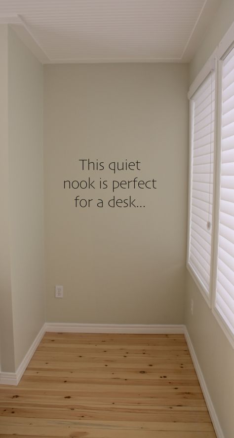 quiet nook will become a private desk area... come see how it turned out!!! Doors Decoration, Antique Drop Leaf Table, Dining Room Nook, Desk Nook, Small Guest Bedroom, Client Diaries, Leaf Dining Table, Cozy Office, Desk Area