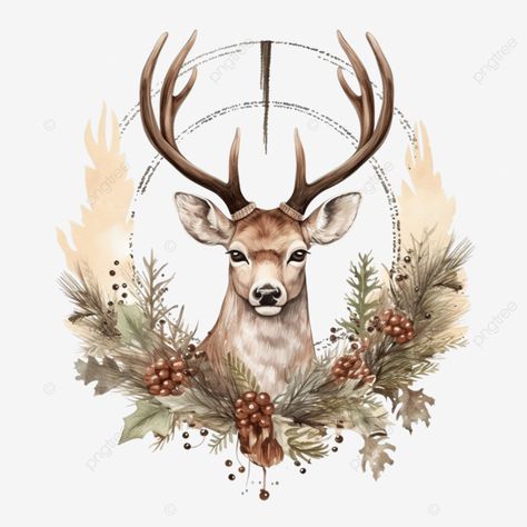 creative composition with cerulen deer and christmas wreath circle of decorative ornaments christm Monster Animal, Merry Christmas Images Free, Creative Composition, Christmas Circle, Deer Drawing, Deer Graphic, Christmas Image, Candle Images, Winter Embroidery