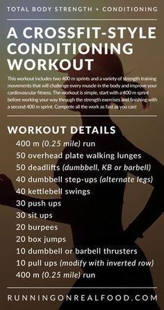 Crossfit Workouts For Beginners, Crossfit Workouts At Home, Crossfit At Home, Strength Conditioning By Body Part, Conditioning Workouts, Strength Conditioning, Cardio Training, Build Strength, Crossfit Workouts