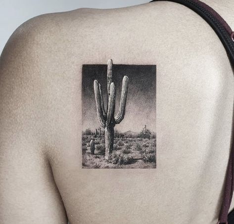 Western Desert Tattoo Sleeve, Cactus Tatoos Men, Cactus Tattoo Design, Cactus Mountain Tattoo, Western Scene Tattoo, Canyon Tattoo, Arizona Landscape Tattoo, Desert Landscape Tattoo, Southwestern Tattoo