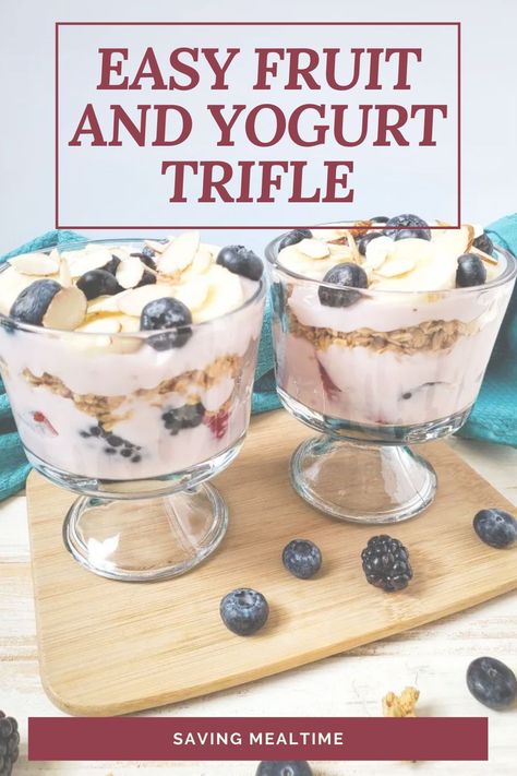 This fruit and yogurt trifle has the perfect balance of creaminess and fruitiness, and is the perfect brunch or dessert recipe to try this summer! Got some guests coming up for brunch? Or maybe you’re looking to treat your taste buds to something sweet, but still want to keep it healthy. This easy fruit and yogurt trifle might just be the perfect recipe to try out! It is incredibly easy to make, takes just minutes of your kitchen time, and is the perfect healthy dessert or brunch option. Yogurt Trifle Breakfast, Yogurt Trifle, Fruit With Yogurt, Healthy Trifle, Mini Trifle Desserts, Fruit Trifle Recipes, Good Desserts To Make, Summer Fruit Desserts, Mini Trifle