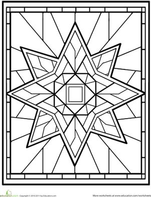 This mandala coloring page features a pretty star design that needs some color to really sparkle. Star Stained Glass Pattern, Coloring Pages Mandala, Star Mandala, Coloring Worksheets, 2nd Grade Art, Creepy Decor, Printables For Kids, Printables Free Kids, Art Worksheets