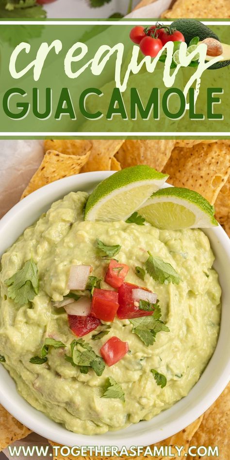 Guacamole Recipe Creamy, Guacamole Recipe Smooth, Sour Cream Guacamole Recipe, Restaurant Style Guacamole, Guacamole With Cream Cheese, Creamy Guacamole Recipe Easy, Guacamole With Sour Cream, Mexican Restaurant Guacamole Recipe, Guacamole Dip Recipes Easy