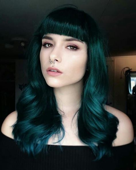 Dark Teal Hair, Scarah Screams, Emerald Green Hair, Emerald Hair, Peekaboo Hair Colors, Dark Green Hair, Natural Color Hair, Peekaboo Hair, Teal Hair