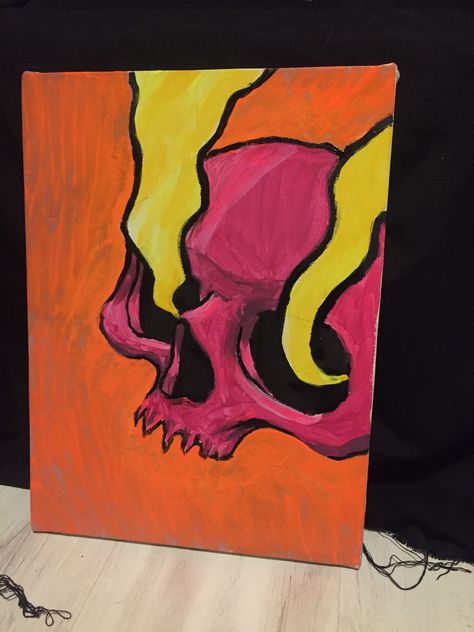 Neon Skull Painting Skull Painting Easy, Skull Painting Ideas, Skull Paintings, Neon Skull, Base Drawing, Body Base, Hippie Painting, Body Base Drawing, Skull Painting