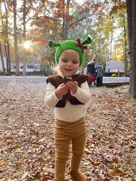 Toddler Shrek Costume, Baby Shrek Costume, Family Shrek Halloween Costumes, Shrek Family Costume Halloween, Shrek Family Costume, Shrek Family, Shrek Costume Diy, Shrek Halloween, Dyi Costume