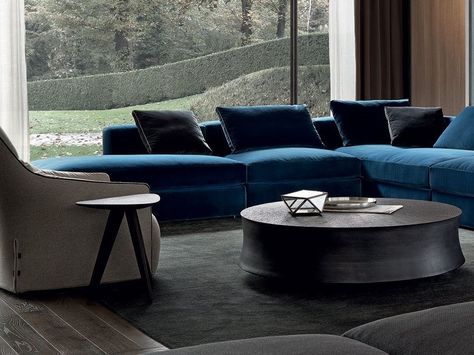 Low round coffee table for living room SOORI By poliform design Soo K. Chan Blue Corner Sofas, Corner Sofa Design, Modern Sofa Living Room, Sofa Ideas, Living Room Sofa Set, Big Sofas, Living Room Sofa Design, Furniture Design Living Room, Small Sofa