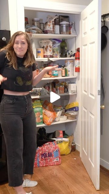 Mailey Elaine on Instagram: "A quick pantry makeover! Oh and this project was supposed to be beginner friendly to all the people saying this took no skills. #diy #pantrymakeover #homeorganization #cleanhacks #pantryorganization #building" Pantry Cabinet Makeover, Diy Pantry In Garage, Diy Pantry Update, Tiny Pantry Makeover, Pantry Upgrade Diy Projects, Diy Pantry Door Organizer, Closet To Pantry Convert, Diy Pantry Cabinet How To Build, Pantry Update Wire Shelves