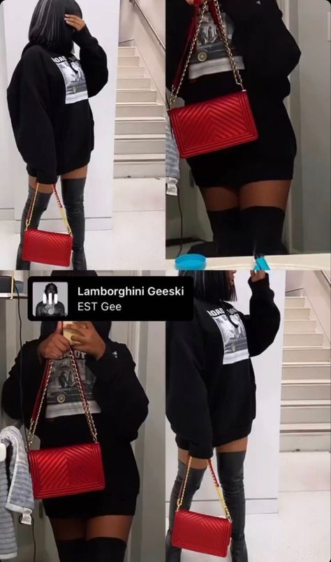 Grey And Red Outfits Black Women, Red Black And White Outfit Ideas Baddie, Red Heels Outfit Black Women, Heels Outfits Black Women, Heel Outfits, Winter Outfits Black Women, Black Boots Outfit, Plus Size Baddie Outfits, Winter Skirt Outfit